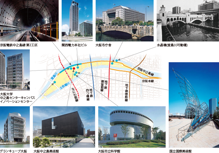 中之島地域における豊富な施工実績