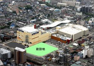 北西側上空より撮影 建設地奥がララガーデン春日部
