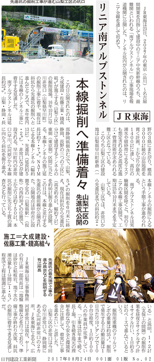 日刊建設工業新聞（一面）