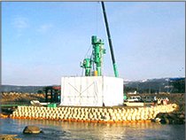 作業室内P3橋脚築島状況