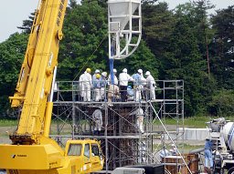 Fc150N/mm2施工実験状況